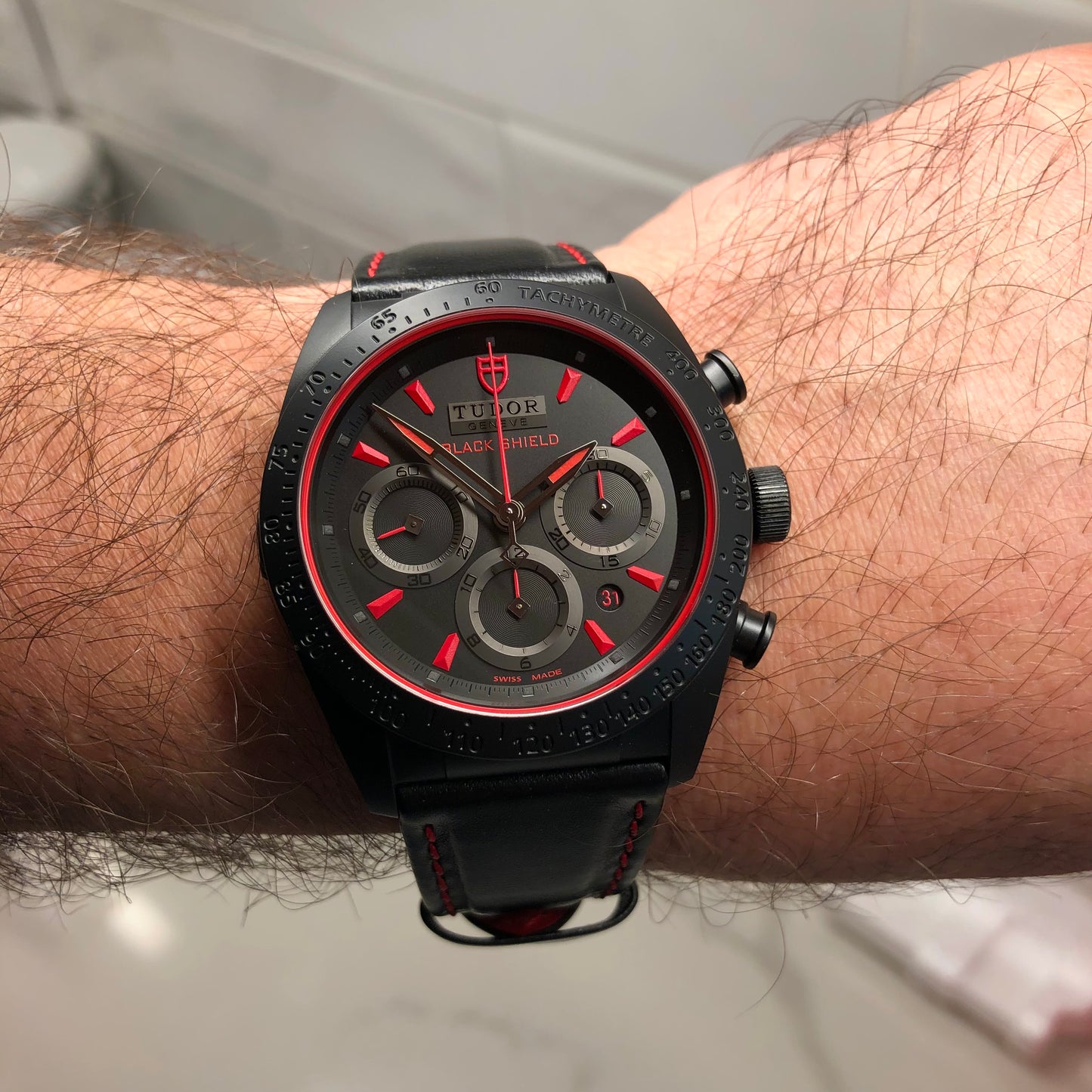 2021 Tudor Fast Rider 42000CR Black Shield Automatic Chronograph Wristwatch with Box and Papers