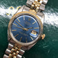 1963 Rolex Datejust 1601 Blue Dial Two Tone Jubilee Automatic Wristwatch with RSC Card
