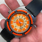 1970s Aquadive Time-Depth Gauge Orange Combination Electronic Steel Vintage Diving Wristwatch