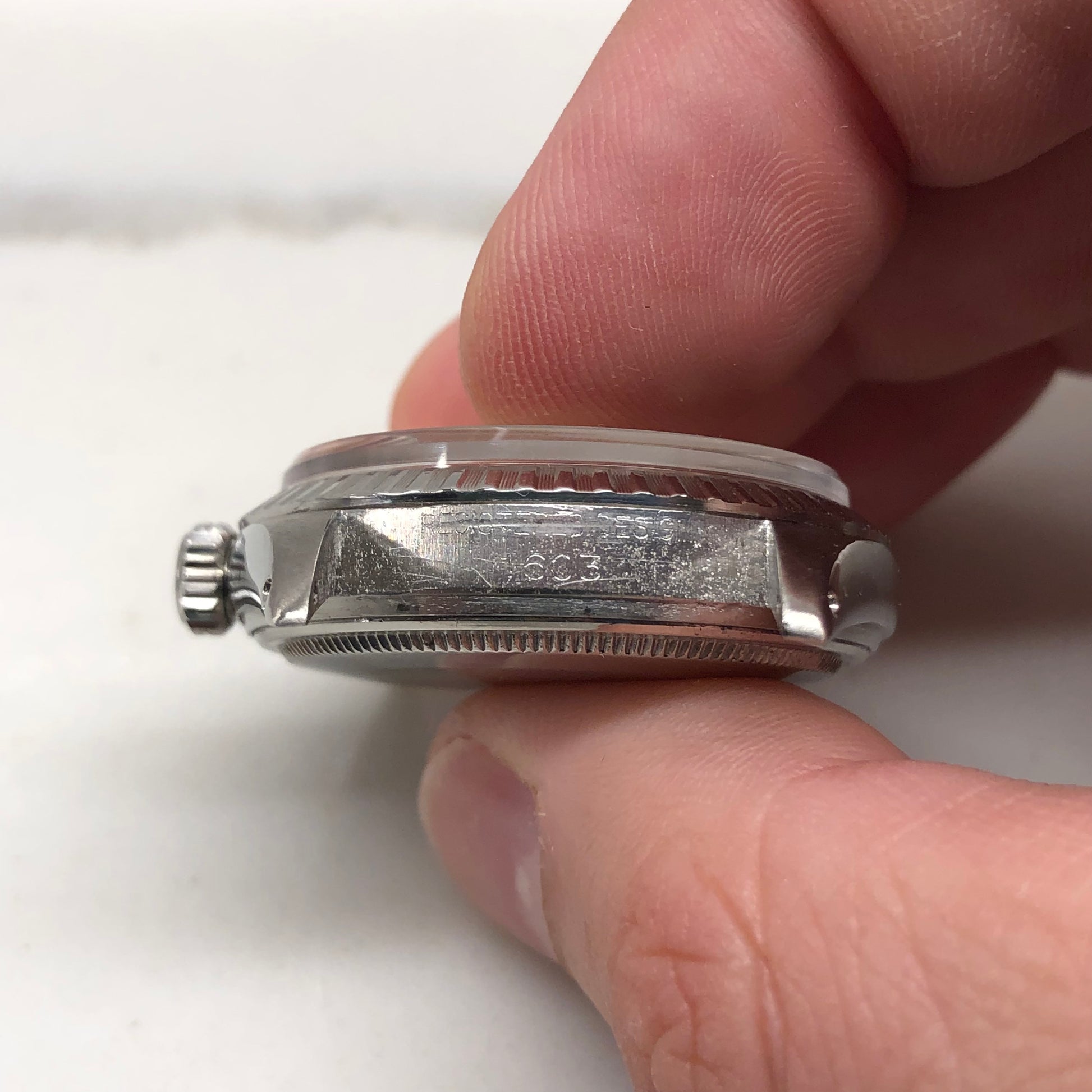 1964 Rolex Datejust 1603 Underline Dial Steel Engine Turned Jubilee Automatic Wristwatch - HASHTAGWATCHCO