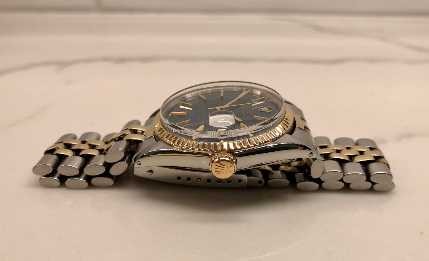 1963 Rolex Datejust 1601 Blue Dial Two Tone Jubilee Automatic Wristwatch with RSC Card