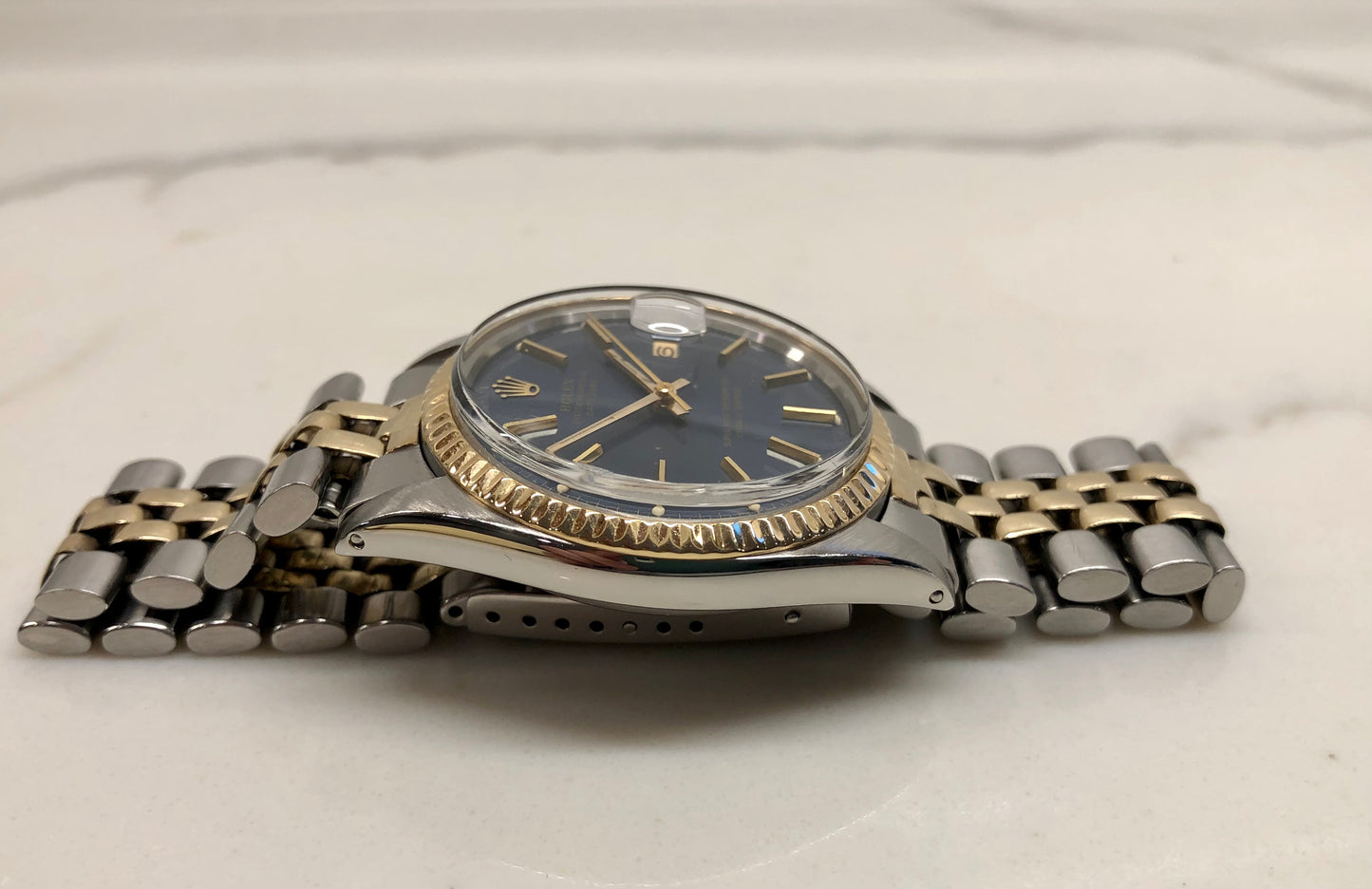 1963 Rolex Datejust 1601 Blue Dial Two Tone Jubilee Automatic Wristwatch with RSC Card