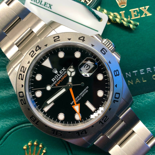 2023 Rolex Explorer II 226570 Black Stainless Steel Wristwatch with Box and Papers Wrapped Unworn