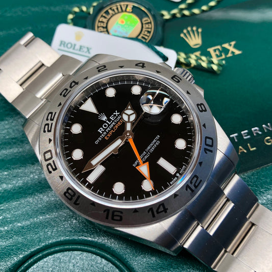2023 Rolex Explorer II 226570 Black Stainless Steel Wristwatch with Box and Papers Wrapped Unworn