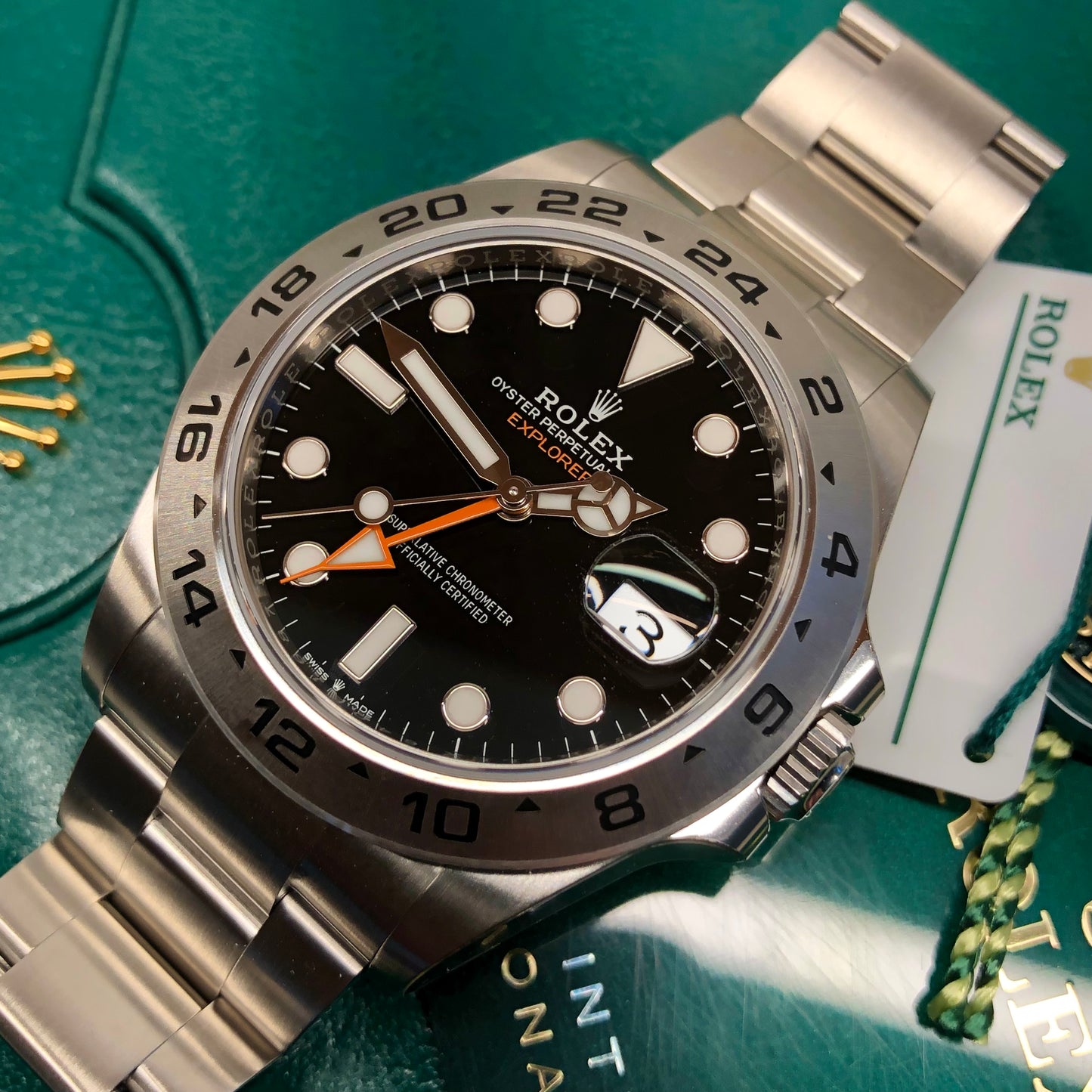 2023 Rolex Explorer II 226570 Black Stainless Steel Wristwatch with Box and Papers Wrapped Unworn