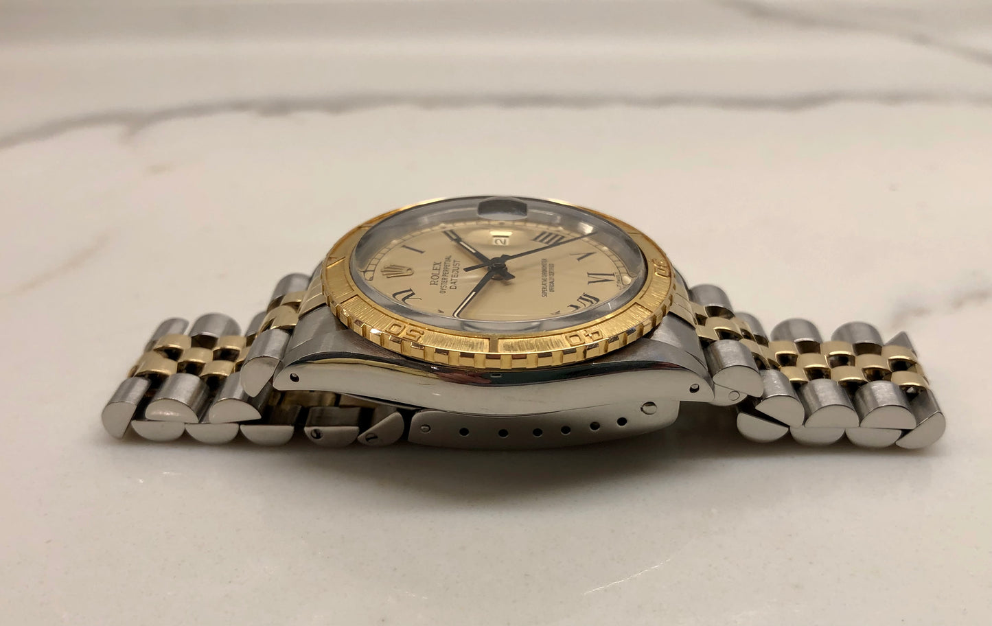 1986 Rolex Datejust Thunderbird 16253 Turn-O-Graph Champange Two Tone Jubilee Wristwatch