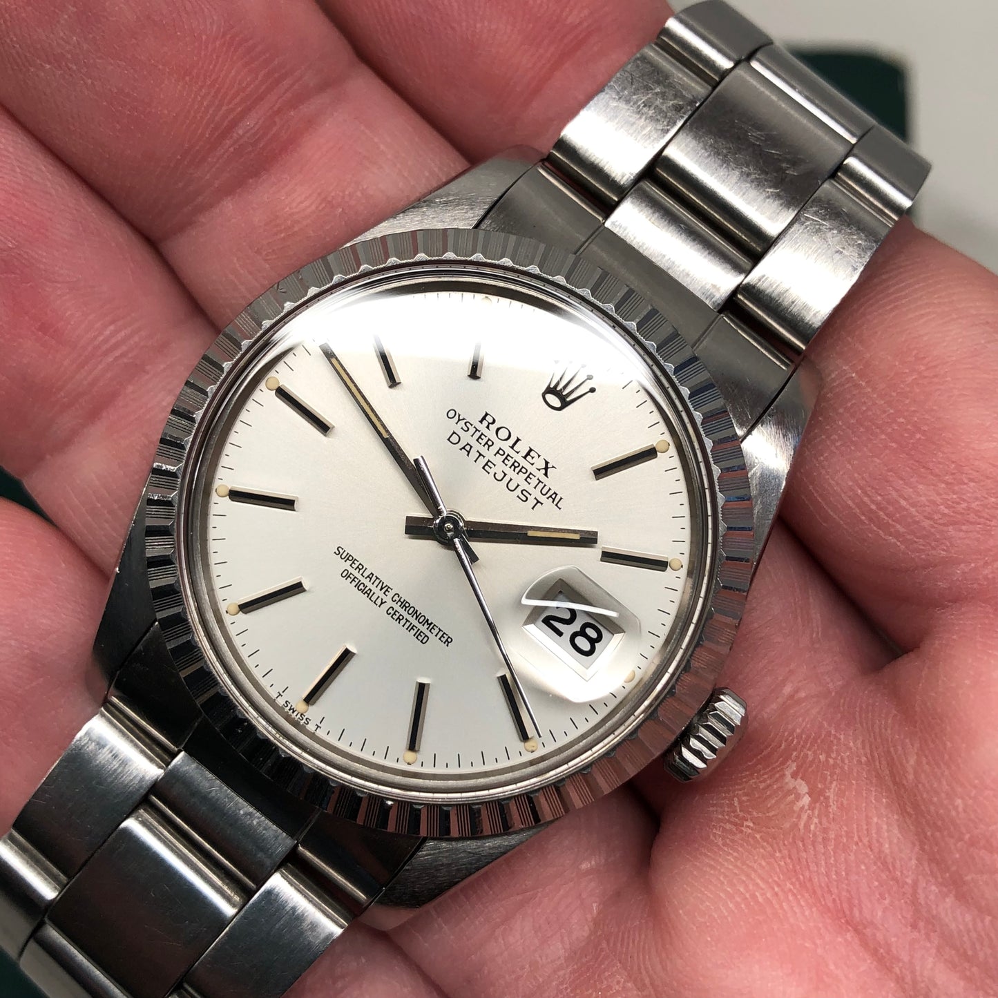 1982 Rolex Datejust 16030 "IBM Quarter Century Club" Steel Engine Turned Automatic Wristwatch