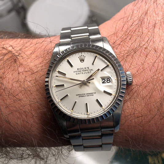1982 Rolex Datejust 16030 "IBM Quarter Century Club" Steel Engine Turned Automatic Wristwatch