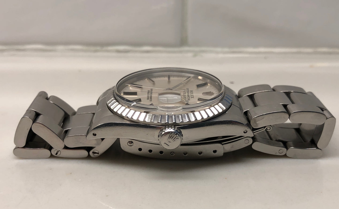 1982 Rolex Datejust 16030 "IBM Quarter Century Club" Steel Engine Turned Automatic Wristwatch