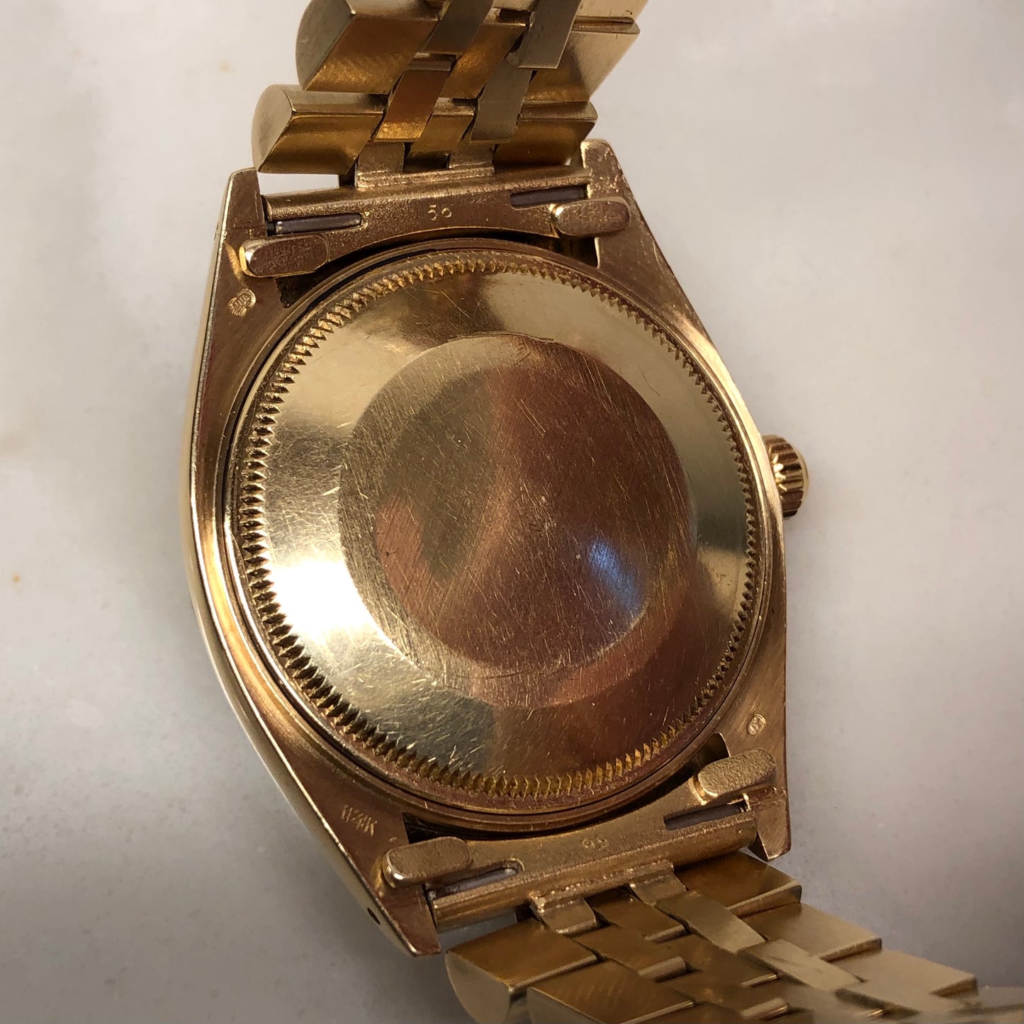 1980 Rolex Date 1503 14K Yellow Gold Silver Mosaic Dial Automatic Wristwatch