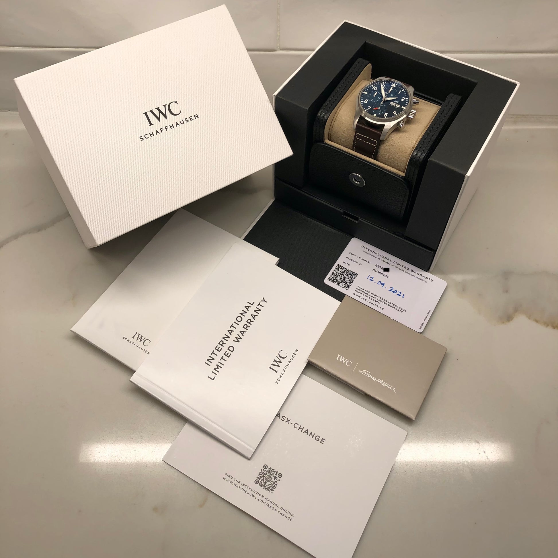 2021 IWC Pilot IW388101 Automatic Blue Dial Men's Wristwatch with Box and Papers - HASHTAGWATCHCO