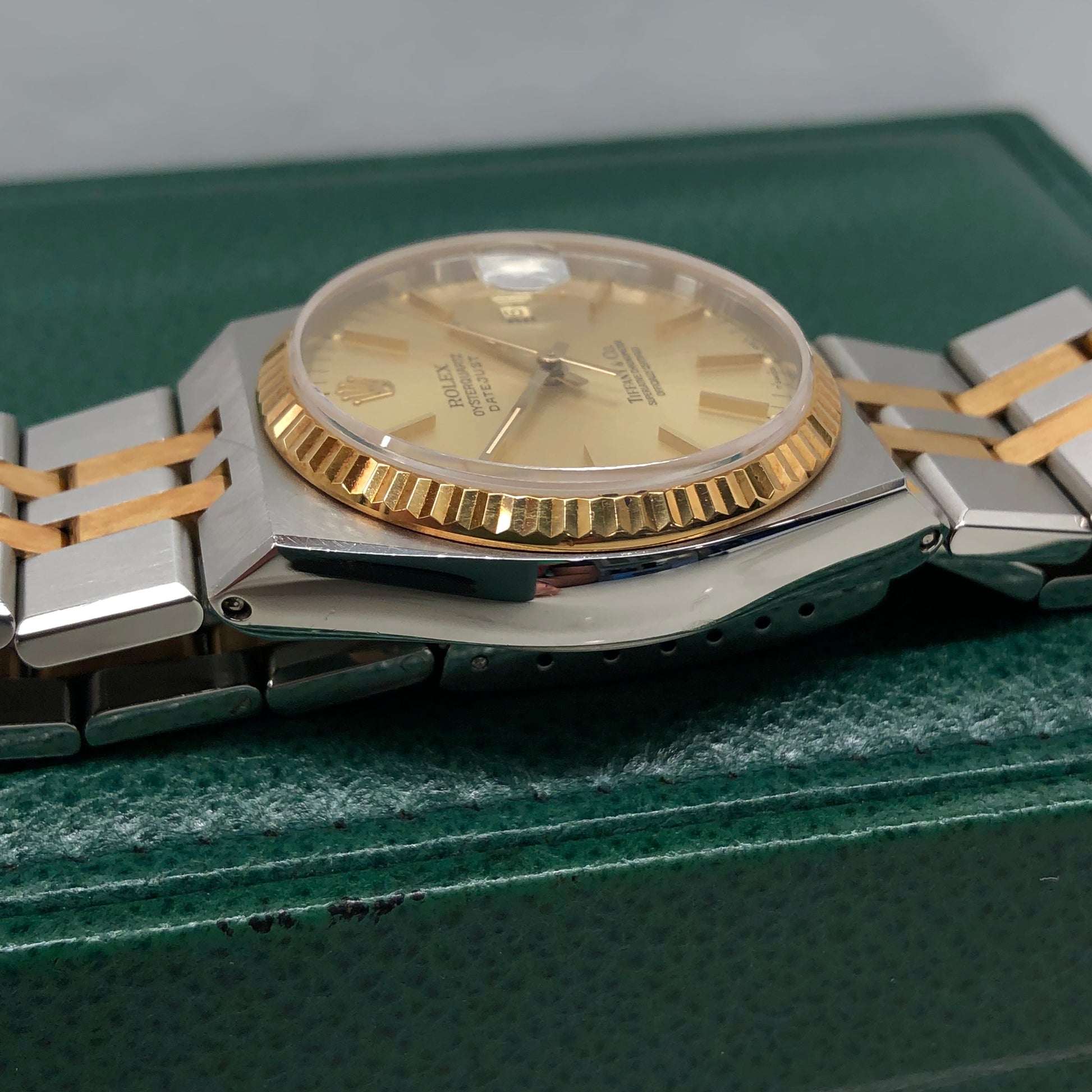 1986 Rolex Datejust Oysterquartz 17013 Two Tone Tiffany & Co. Champagne Dial Wristwatch - HASHTAGWATCHCO