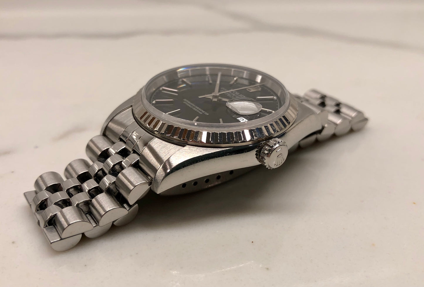 1996 Rolex Datejust 16234 Black "Silver Text" Chapter Ring Jubilee Automatic Wristwatch