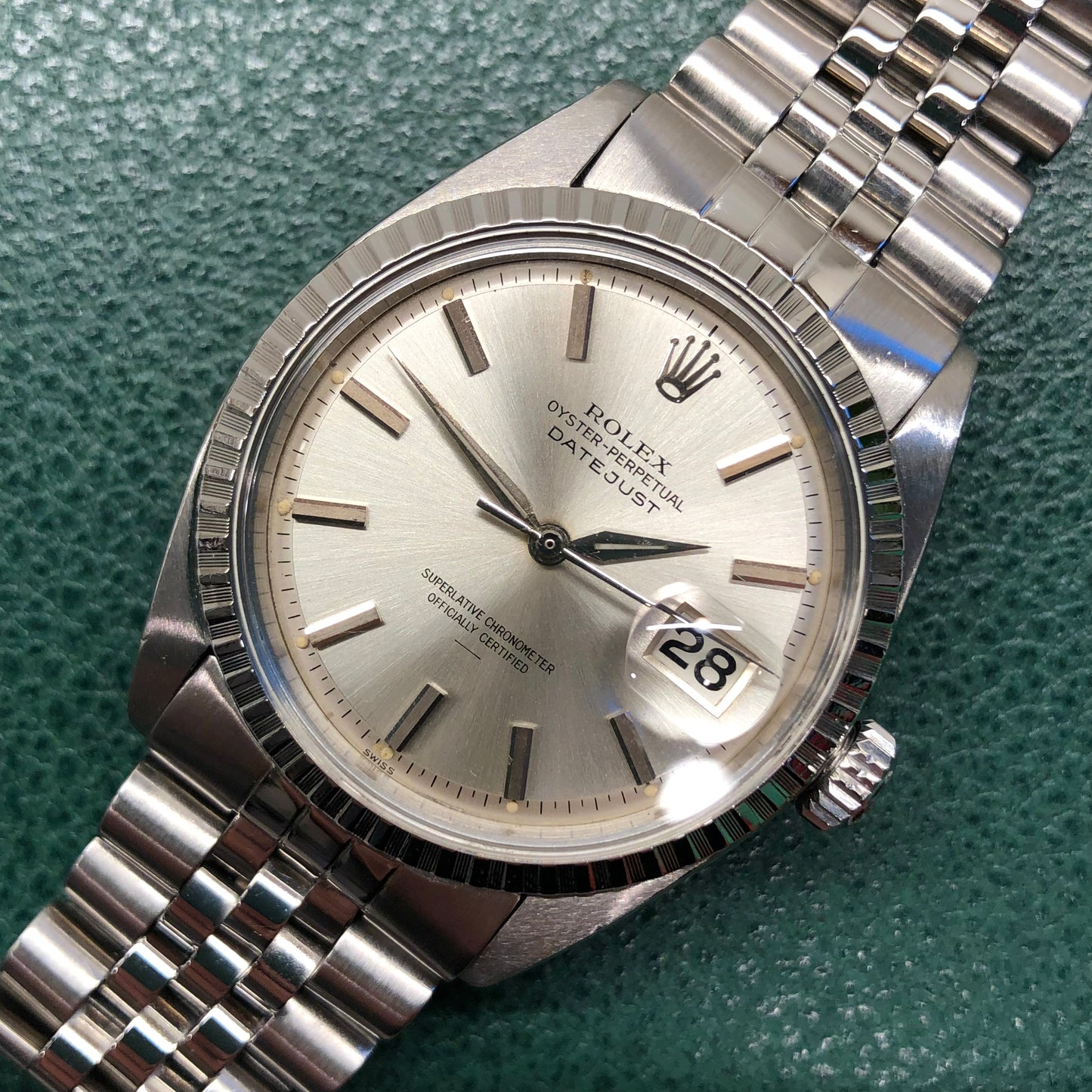 1964 Rolex Datejust 1603 Underline Dial Steel Engine Turned Jubilee Automatic Wristwatch - HASHTAGWATCHCO