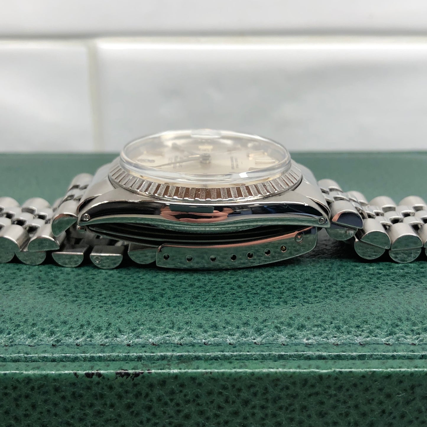 1964 Rolex Datejust 1603 Underline Dial Steel Engine Turned Jubilee Automatic Wristwatch - HASHTAGWATCHCO