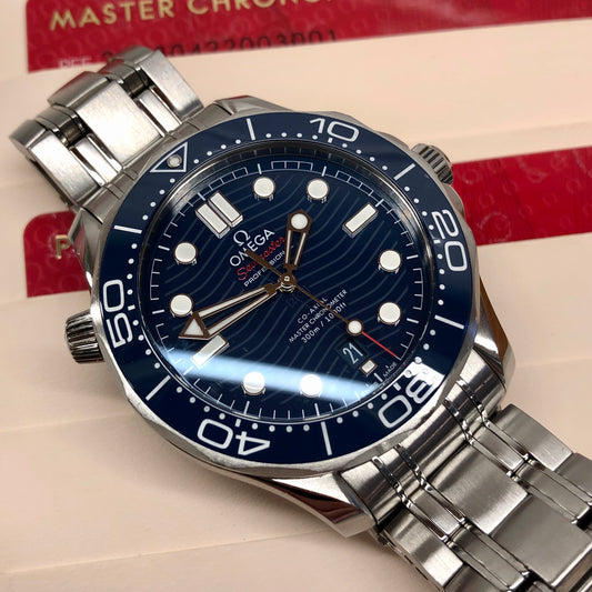 Omega Seamaster Diver 300M Blue 210.30.42.20.03.001 Wristwatch with Box and Papers - HASHTAGWATCHCO
