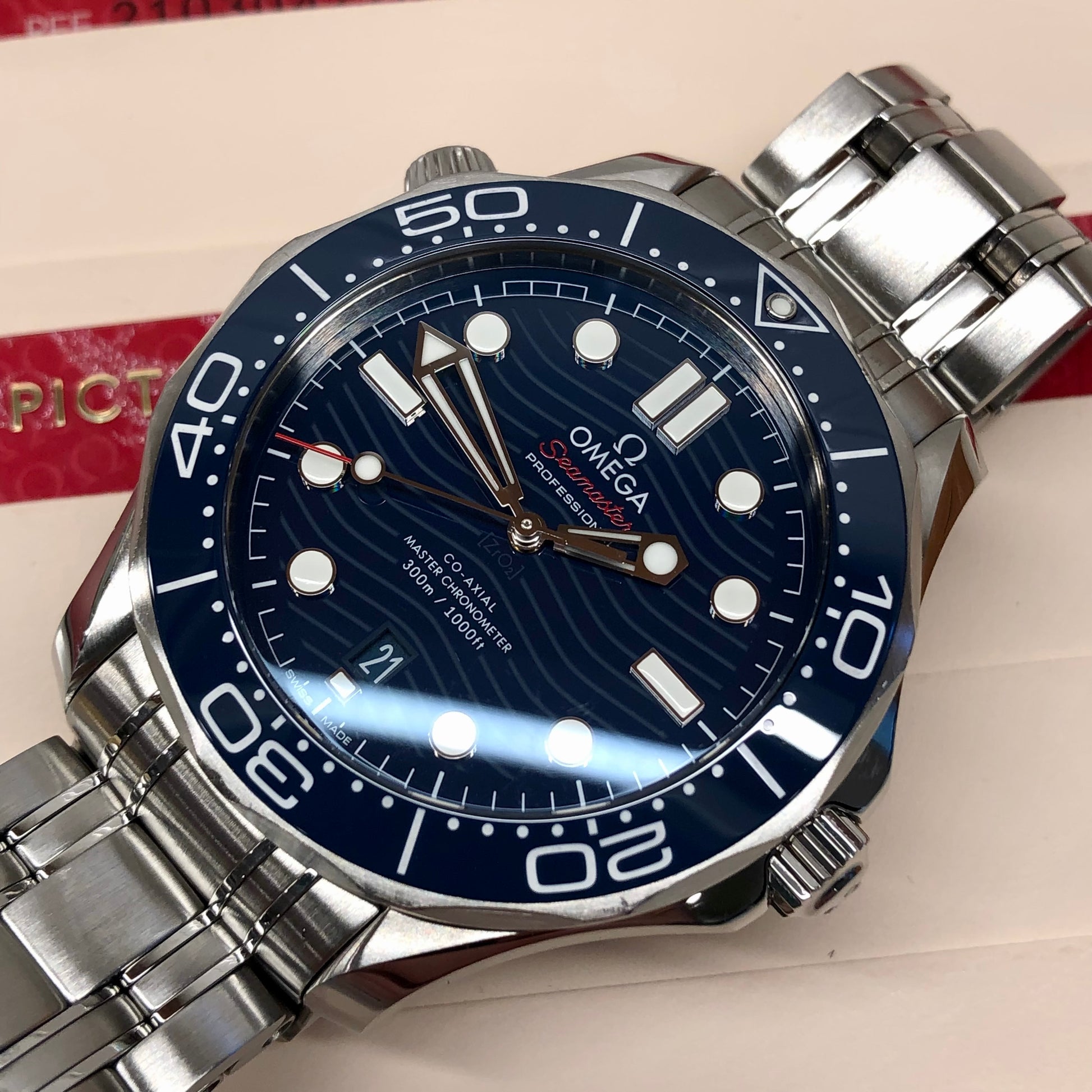 Omega Seamaster Diver 300M Blue 210.30.42.20.03.001 Wristwatch with Box and Papers - HASHTAGWATCHCO