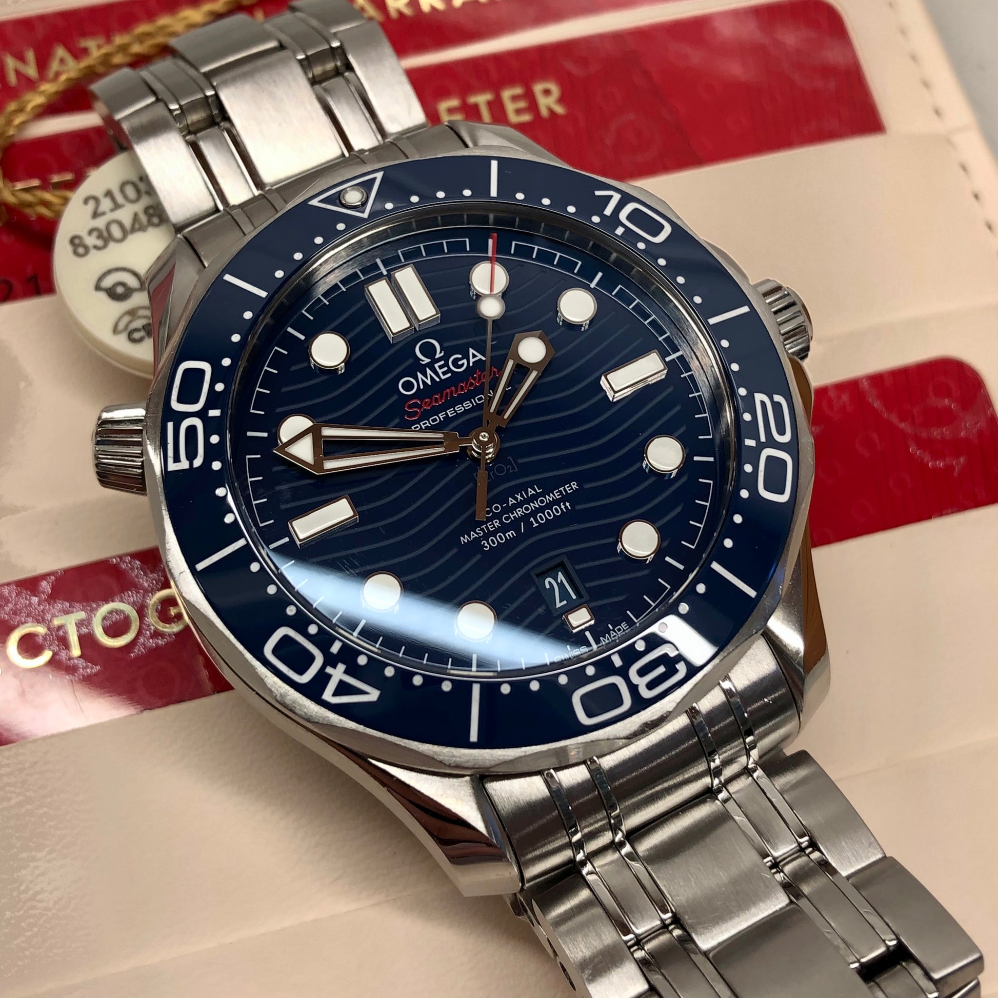 Omega Seamaster Diver 300M Blue 210.30.42.20.03.001 Wristwatch with Box and Papers - HASHTAGWATCHCO