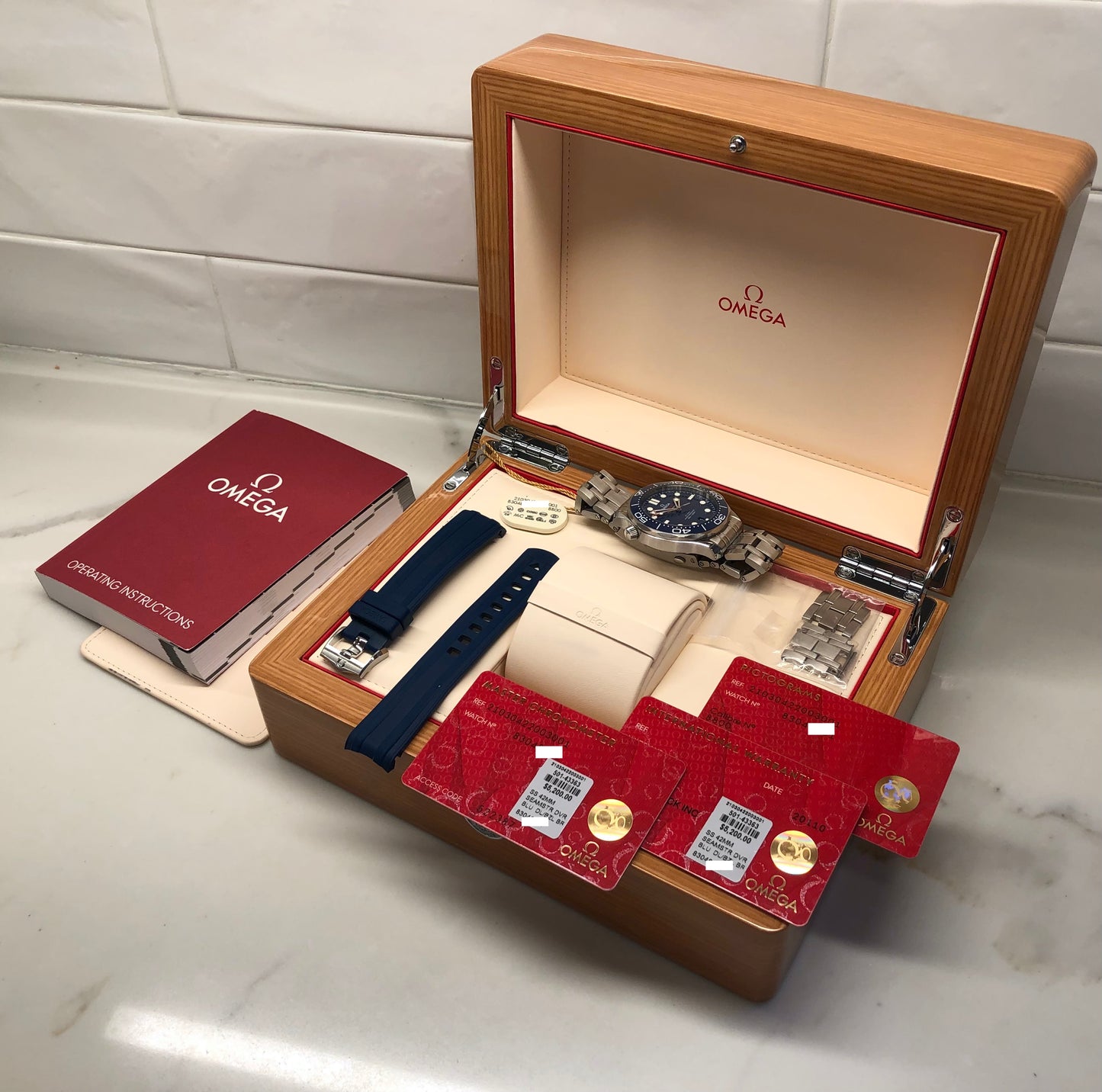 Omega Seamaster Diver 300M Blue 210.30.42.20.03.001 Wristwatch with Box and Papers - HASHTAGWATCHCO