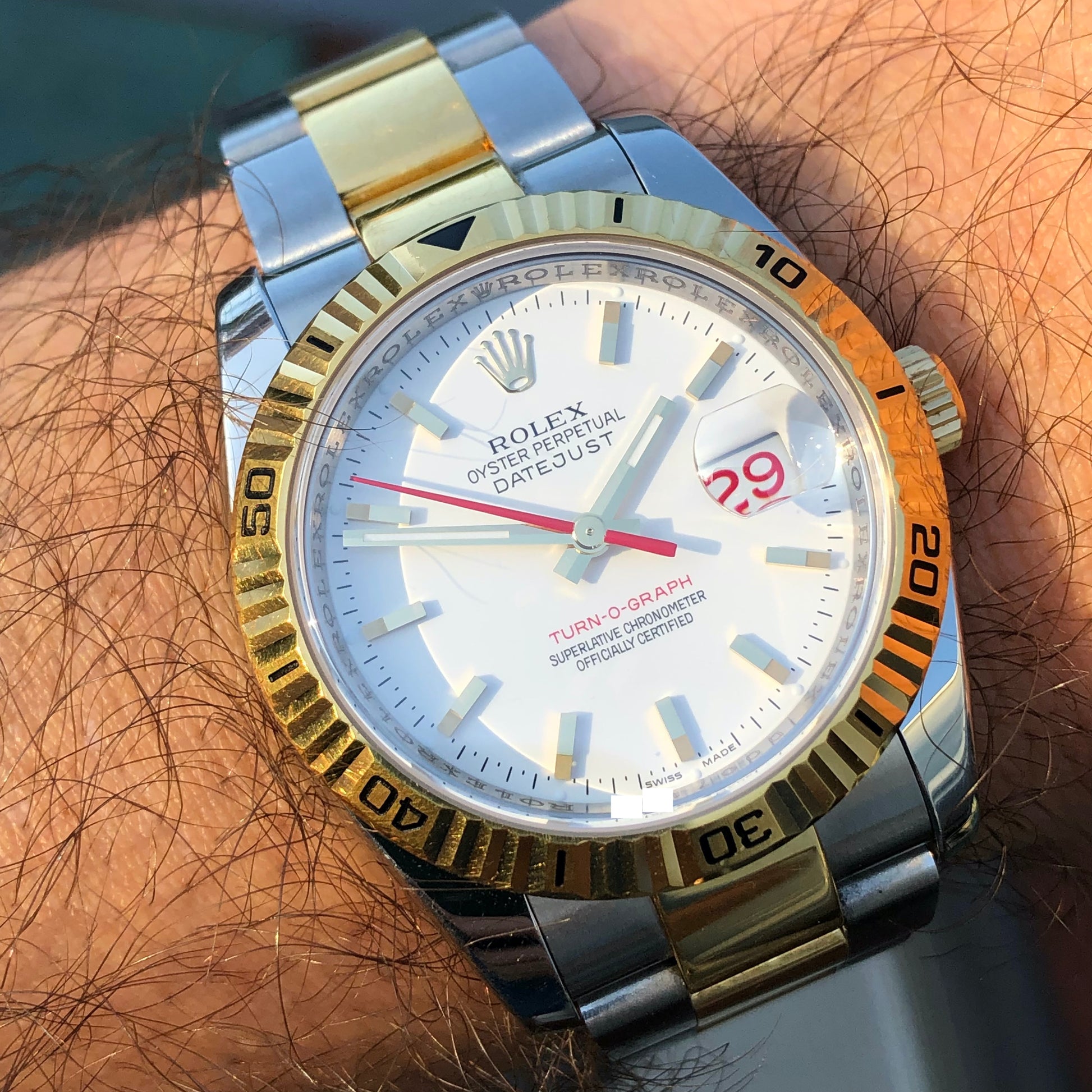 2005 Rolex Datejust 116263 Turn-O-Graph White Two Tone Oyster Wristwatch with Box and Papers - HASHTAGWATCHCO