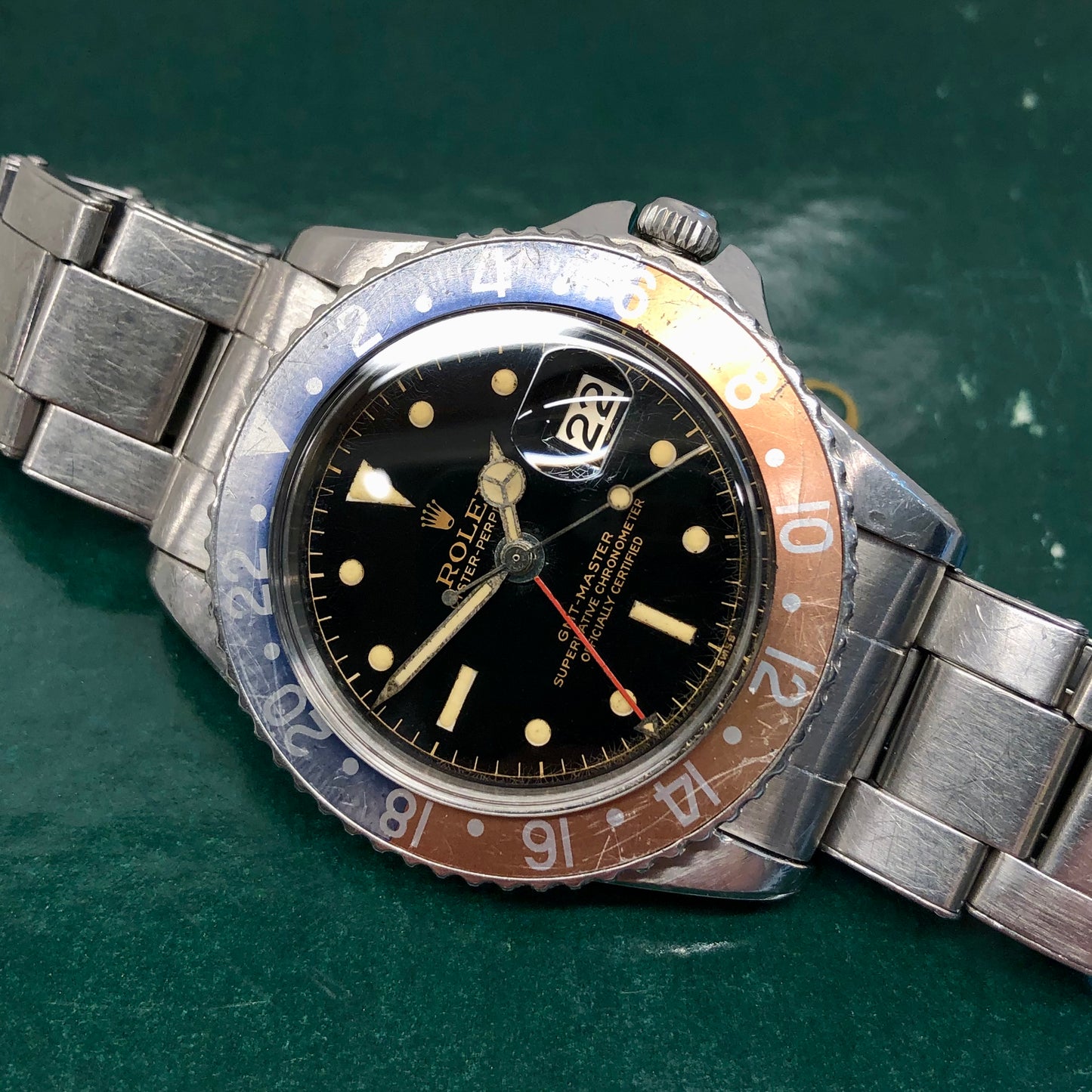 1960 Rolex GMT MASTER 1675 Gilt Chapter Ring Dial PCG Pepsi Automatic Wristwatch - Hashtag Watch Company