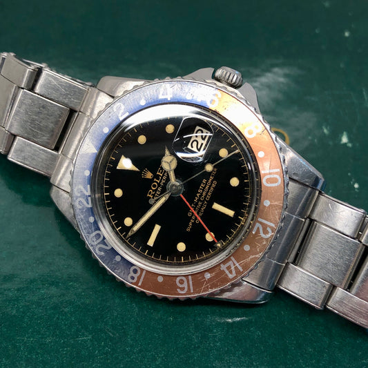 1960 Rolex GMT MASTER 1675 Gilt Chapter Ring Dial PCG Pepsi Automatic Wristwatch - Hashtag Watch Company