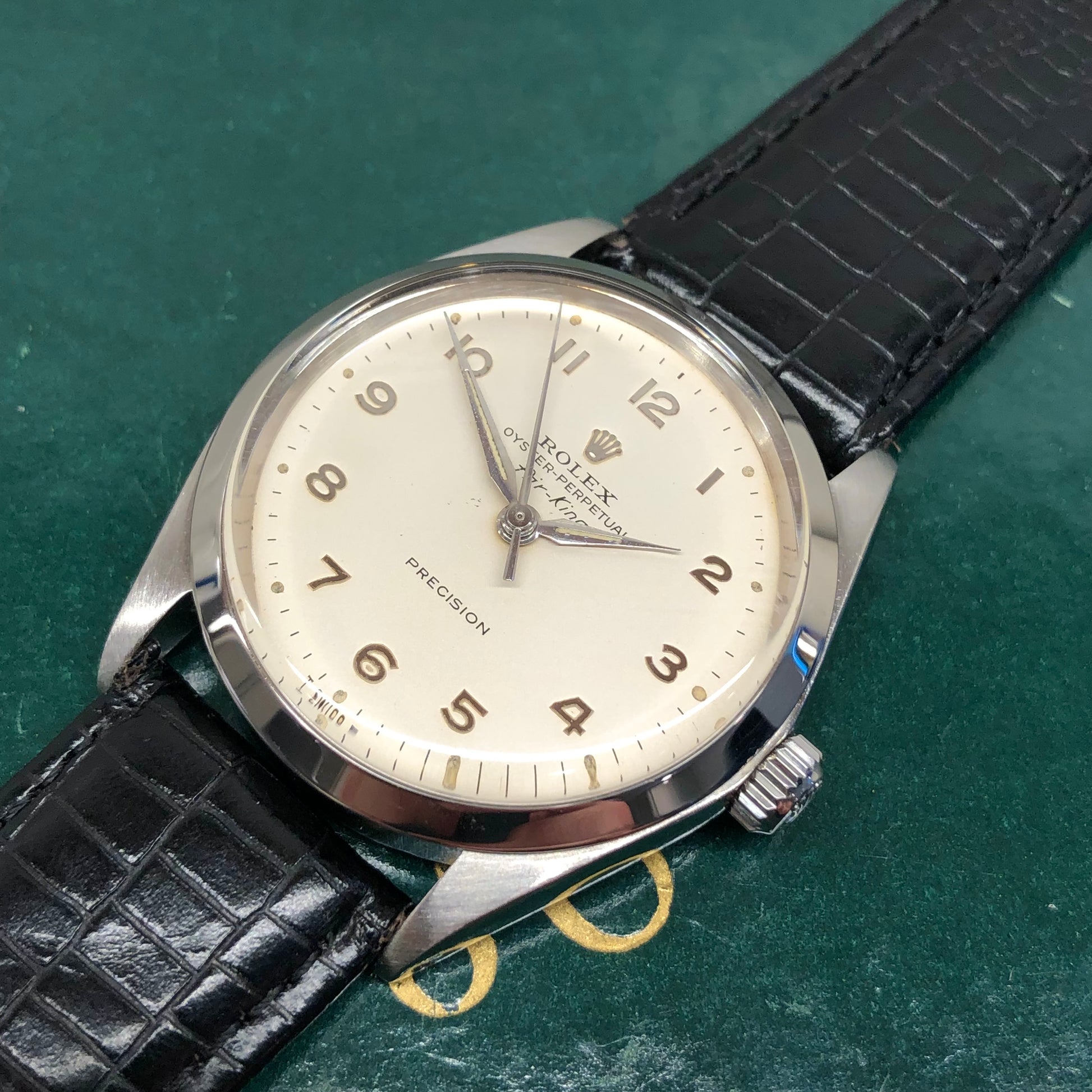 1964 Rolex Air King Precision 5500 Stainless Steel Arabic Dial Automatic Wristwatch - HASHTAGWATCHCO