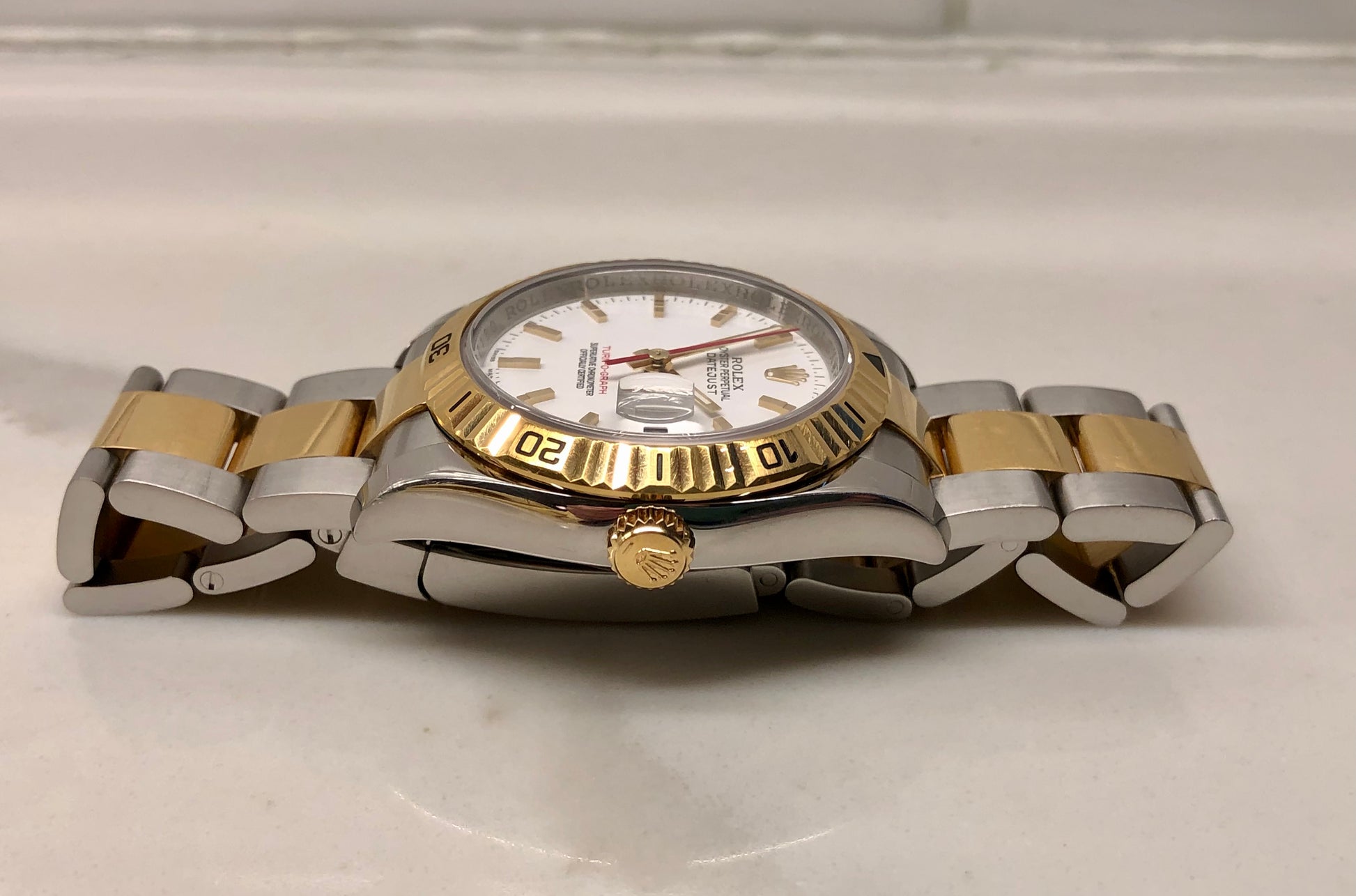2005 Rolex Datejust 116263 Turn-O-Graph White Two Tone Oyster Wristwatch with Box and Papers - HASHTAGWATCHCO