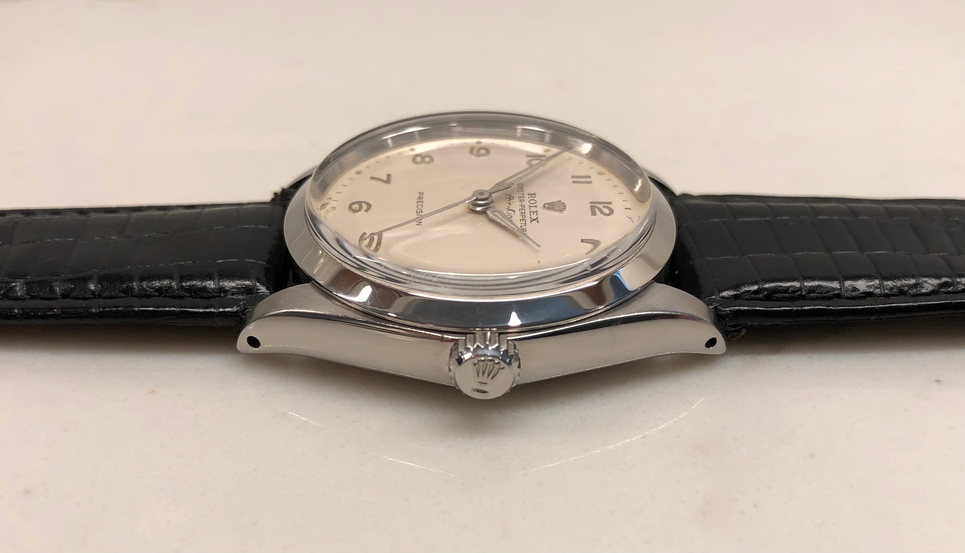 1964 Rolex Air King Precision 5500 Stainless Steel Arabic Dial Automatic Wristwatch - HASHTAGWATCHCO