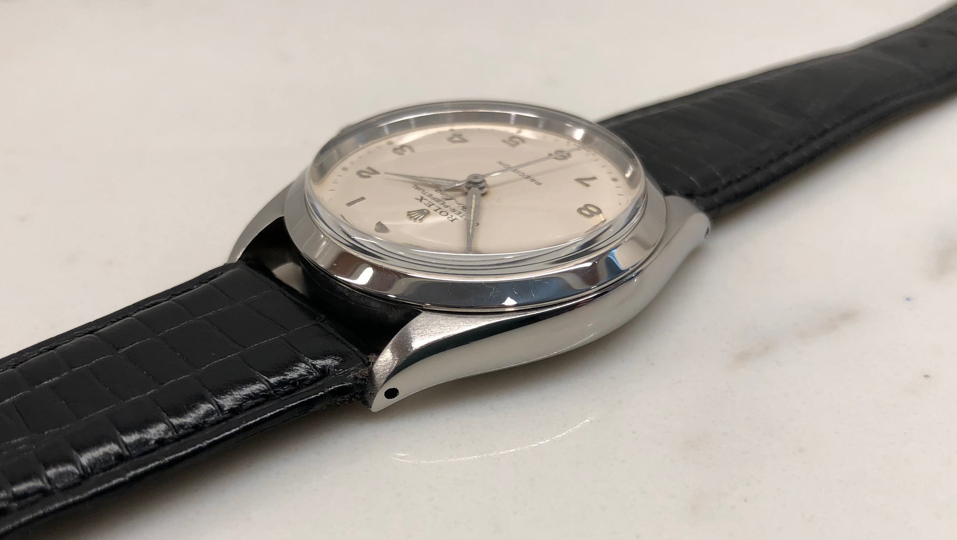 1964 Rolex Air King Precision 5500 Stainless Steel Arabic Dial Automatic Wristwatch - HASHTAGWATCHCO