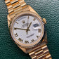 1996 Rolex President 18238 Day Date 18K Yellow Gold White Roman Wristwatch with Box and Papers - HASHTAGWATCHCO