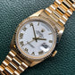 1996 Rolex President 18238 Day Date 18K Yellow Gold White Roman Wristwatch with Box and Papers - HASHTAGWATCHCO