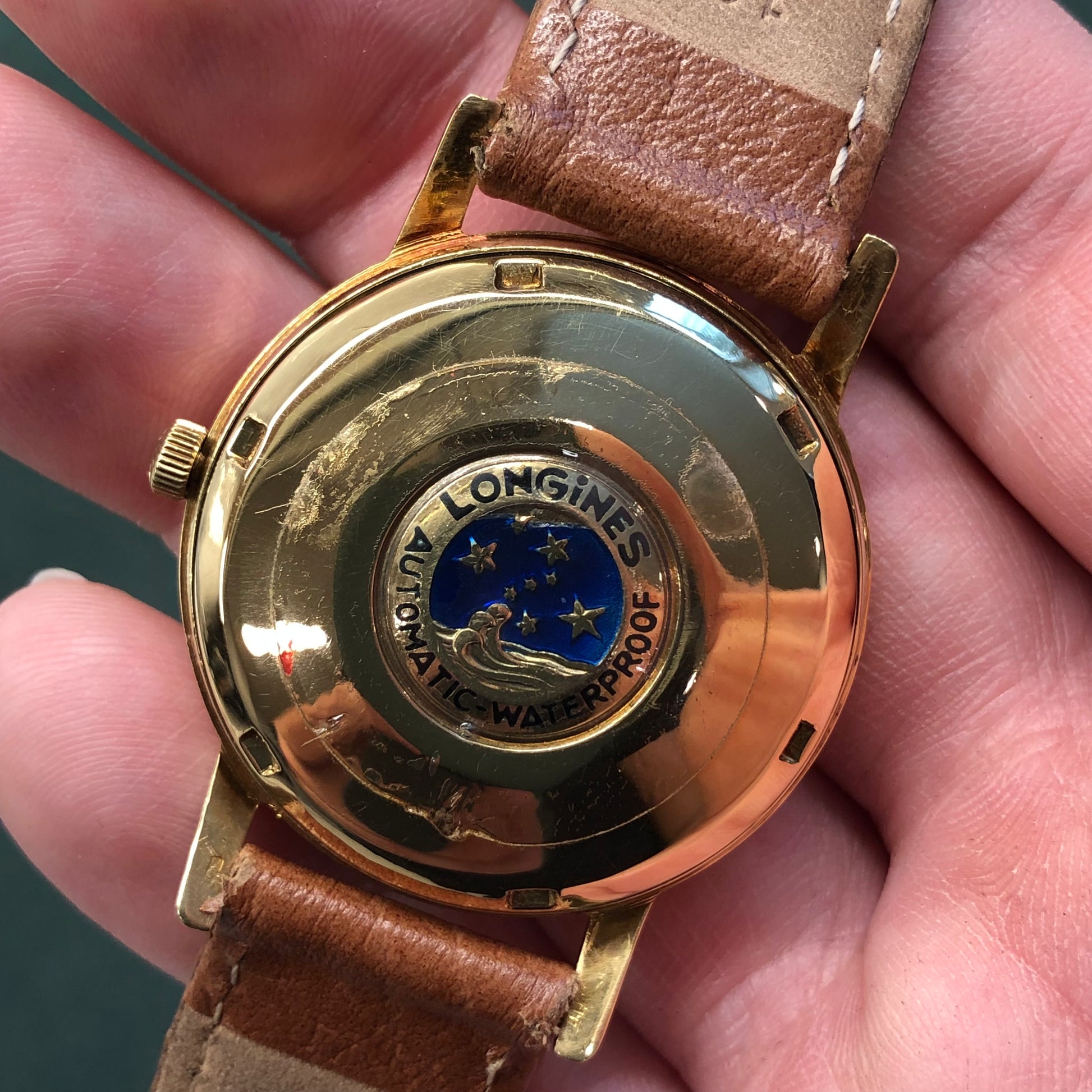 1950s Longines Conquest 9025 18K Yellow Gold Automatic Wristwatch HASHTAGWATCHCO