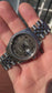 1991 Rolex Datejust 16220 Engine Turned Steel Tropical Dial Jubilee Automatic Wristwatch