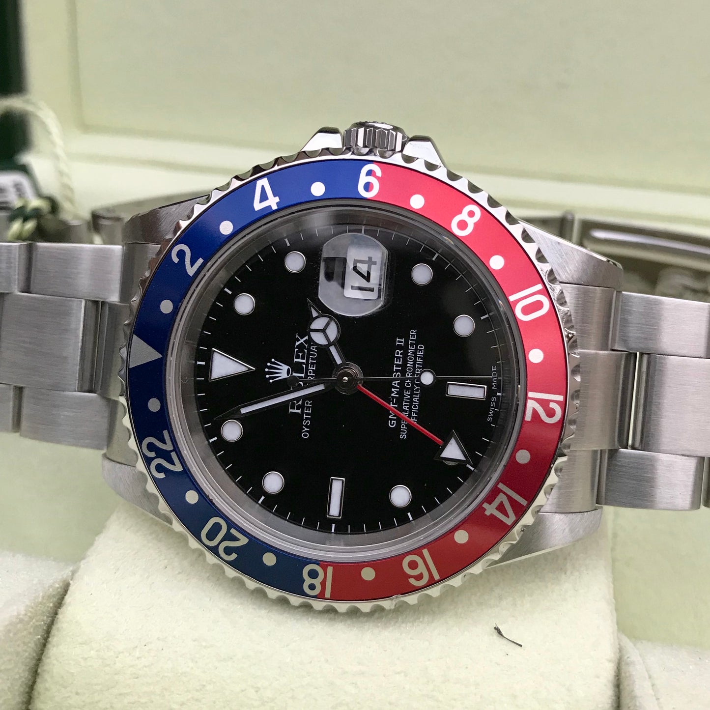 Rolex GMT MASTER II 16710 Pepsi Stainless Steel 2005 Wristwatch Box Papers - Hashtag Watch Company