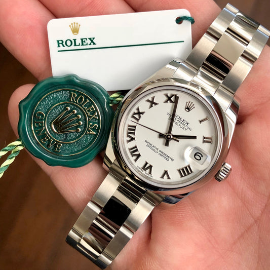 Rolex Datejust 178240 Ladies Steel 31mm Midsize White Roman Wristwatch Box Papers - Hashtag Watch Company