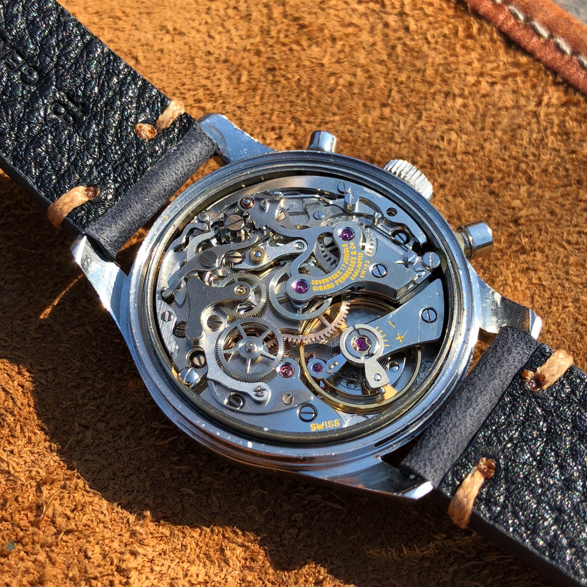 Vintage Girard Perregaux Steel Valjoux 72 Chronograph Silver Dial Wristwatch 1960s - Hashtag Watch Company