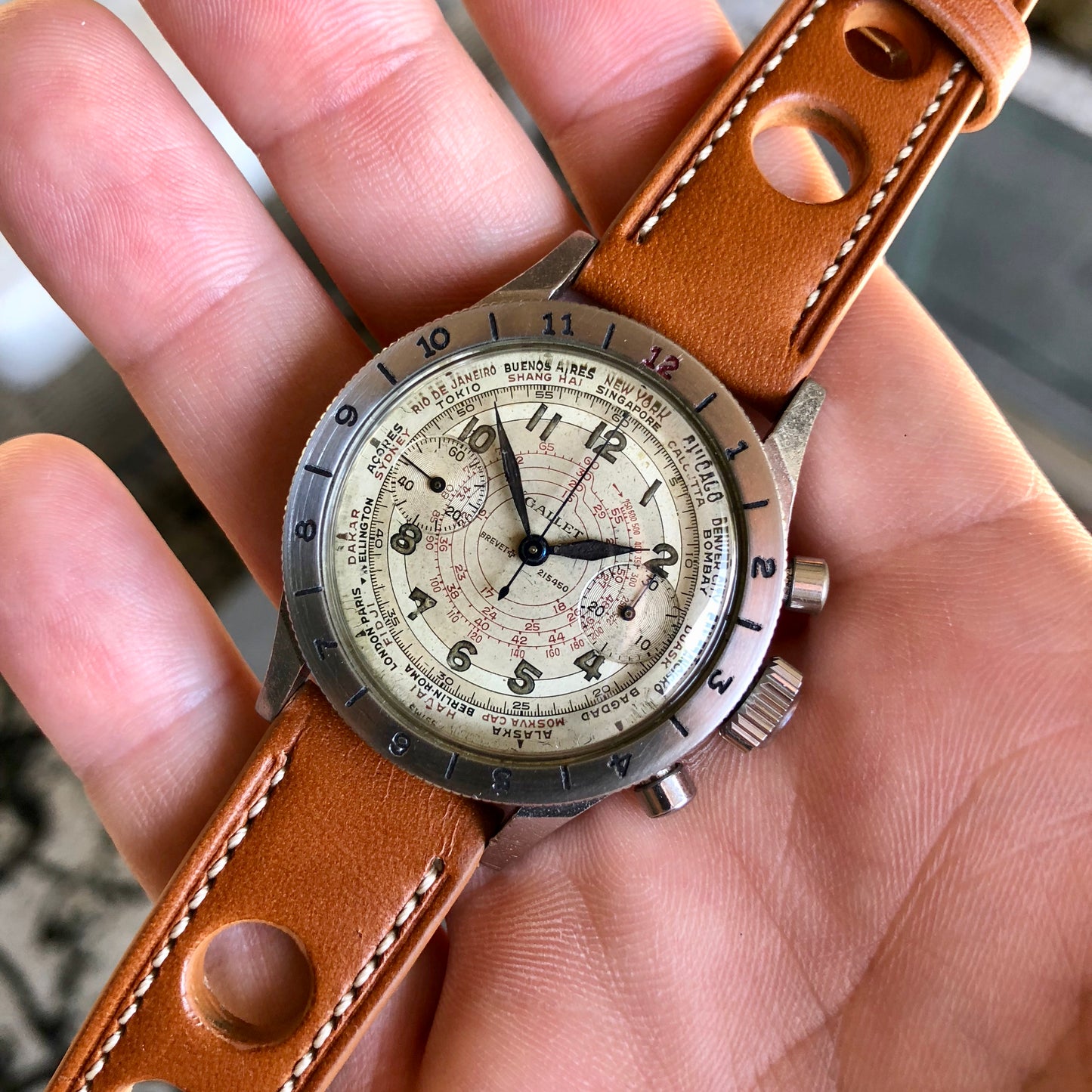 Vintage Gallet Flying Officer Clamshell Chronograph Stainless Steel 1st Gen Wristwatch - Hashtag Watch Company