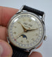 Vintage Leonidas Triple Date Calendar Moon Phase Day Date Steel Ref. 1201 Manual Wind 1940's - Hashtag Watch Company