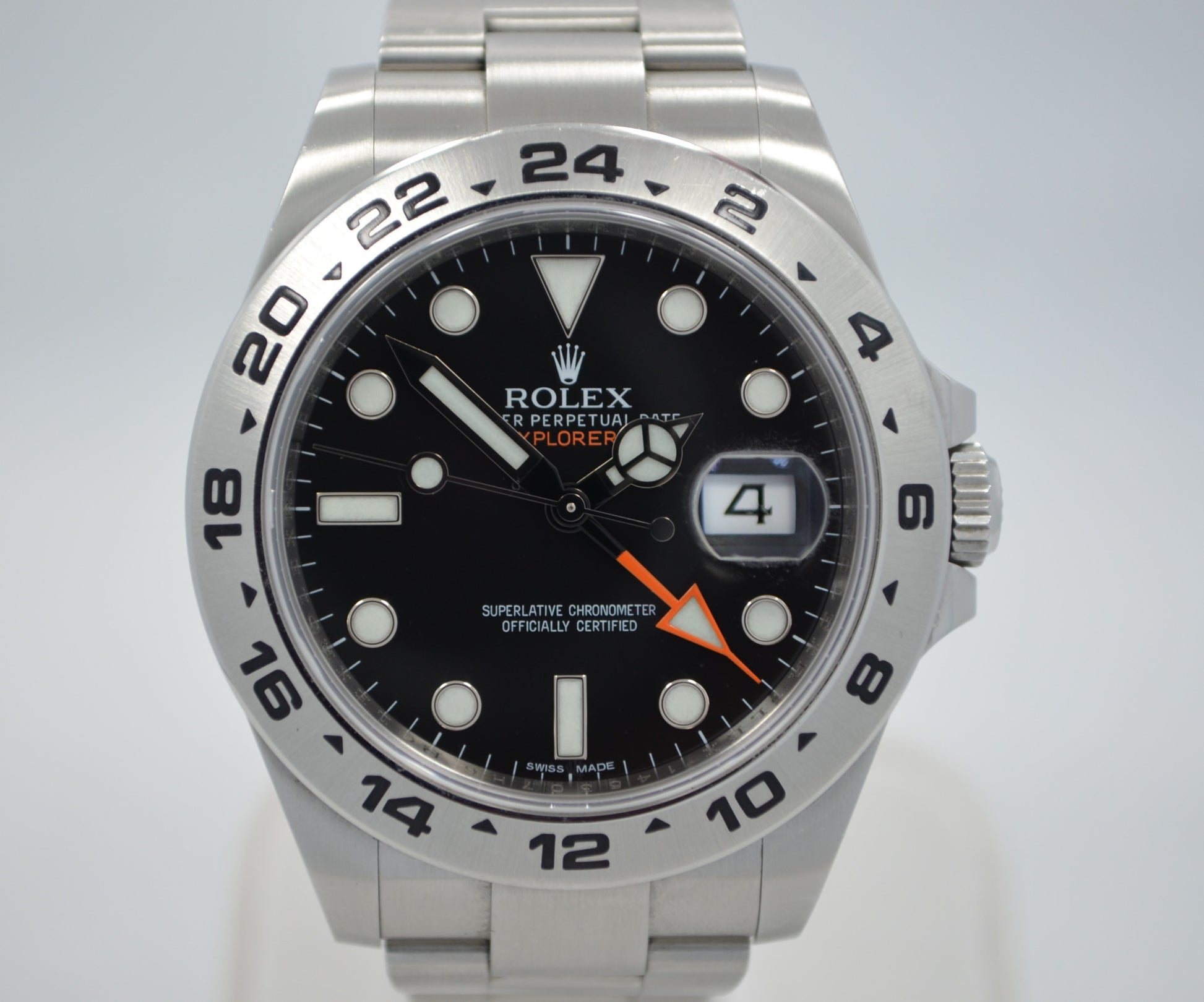 Rolex Explorer II 216570 Steel Black Orange Hand GMT Wristwatch Box Papers - Hashtag Watch Company