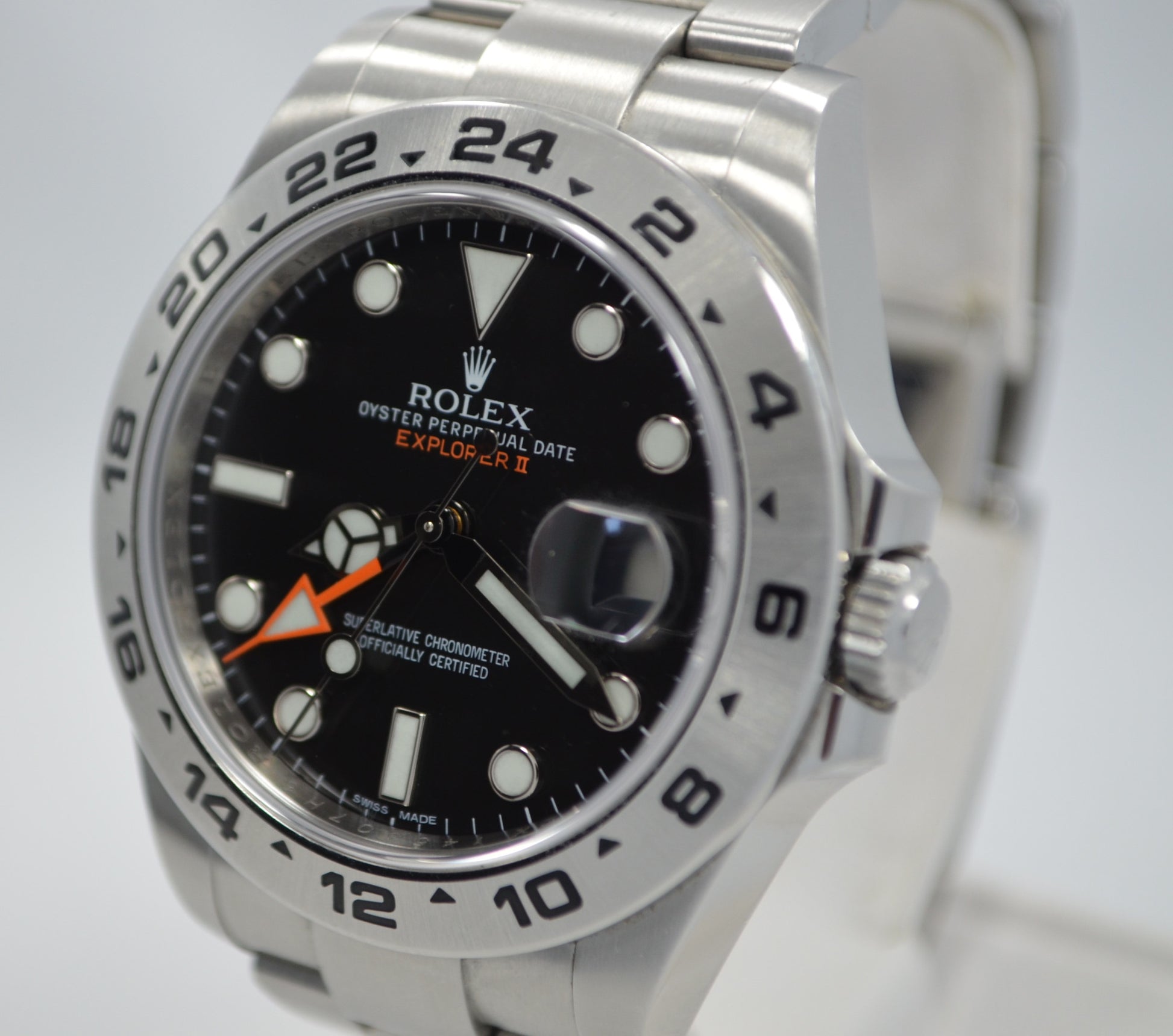 Rolex Explorer II 216570 Steel Black Orange Hand GMT Wristwatch Box Papers - Hashtag Watch Company