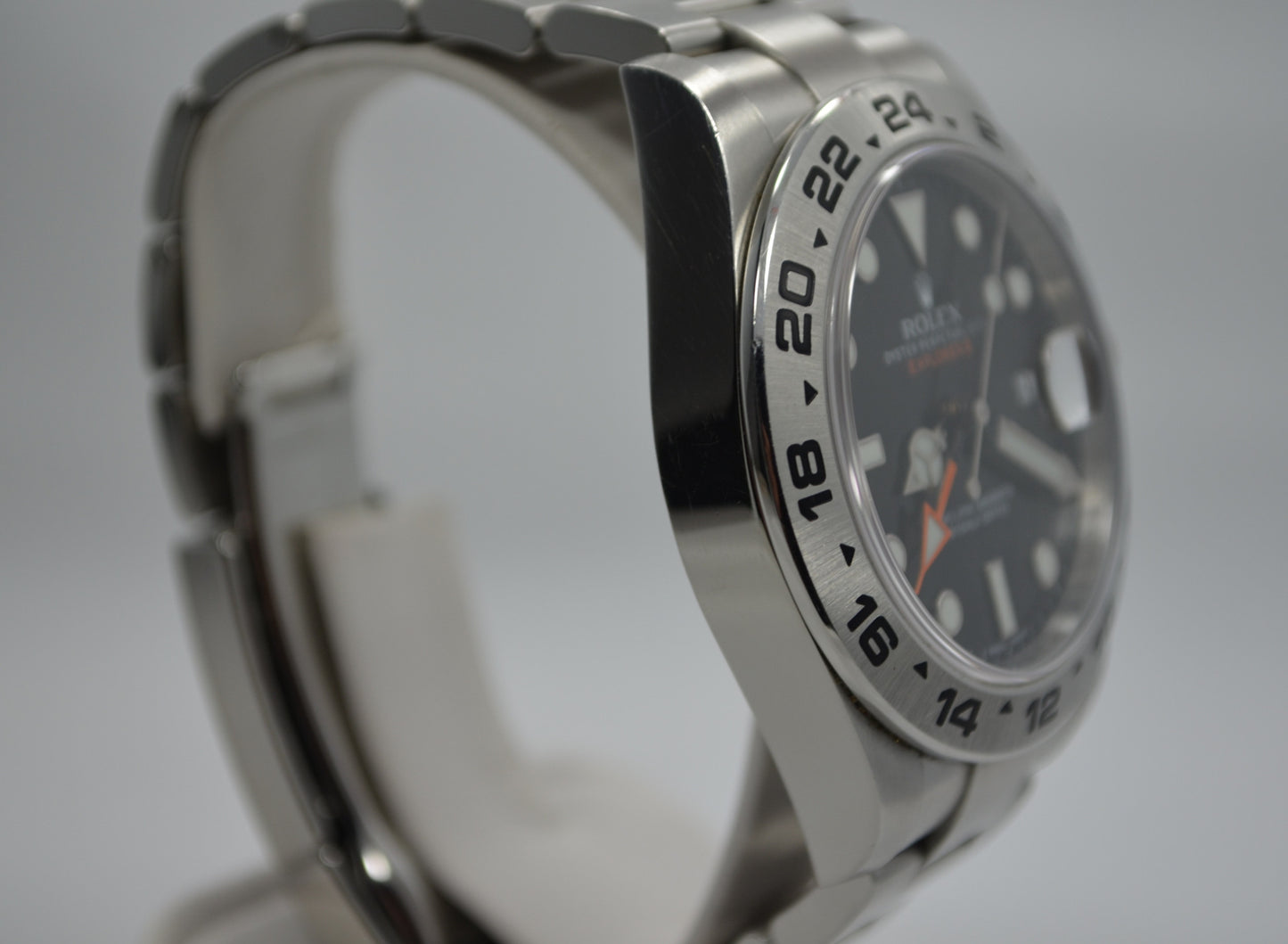 Rolex Explorer II 216570 Steel Black Orange Hand GMT Wristwatch Box Papers - Hashtag Watch Company