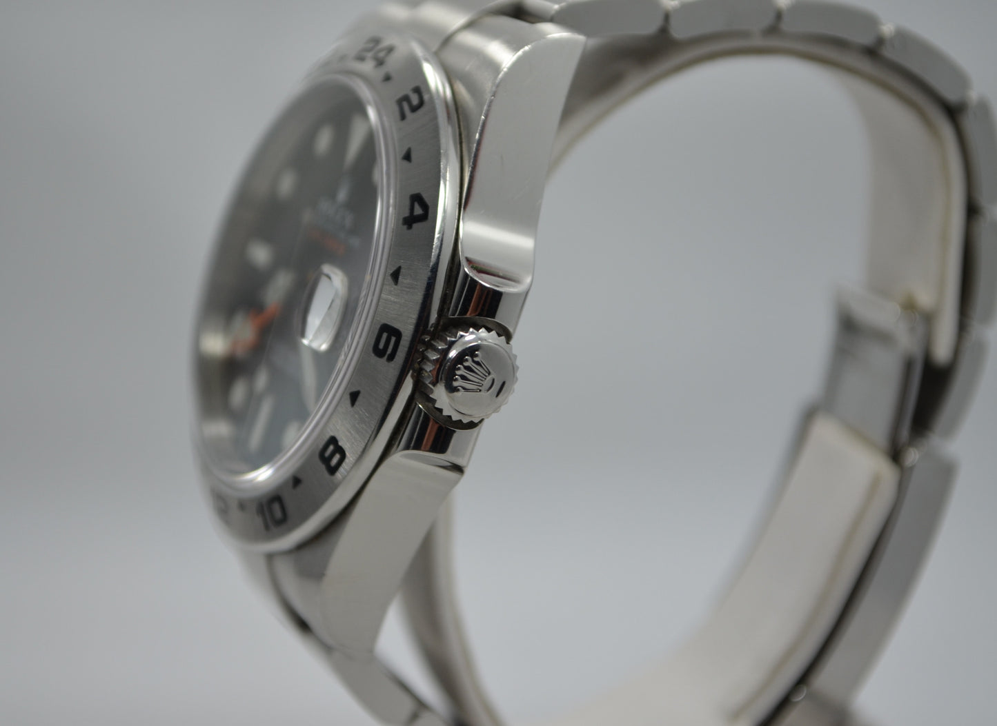 Rolex Explorer II 216570 Steel Black Orange Hand GMT Wristwatch Box Papers - Hashtag Watch Company