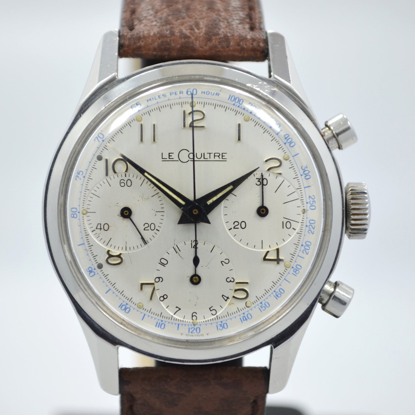 Vintage LeCoultre Stainless Steel Chronograph Valjoux 72 Wristwatch 1960's - Hashtag Watch Company