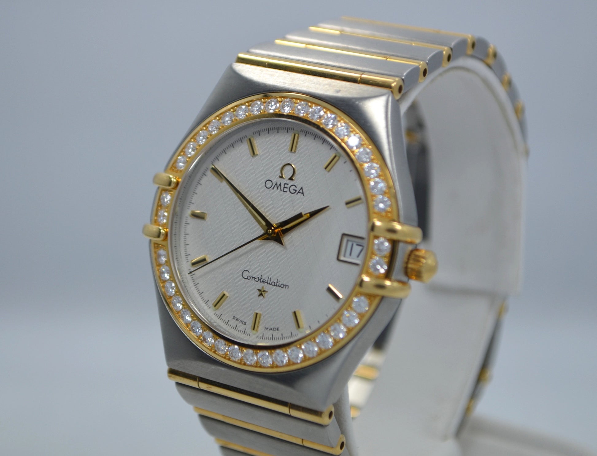 Omega Constellation Two Tone Diamond Bezel Steel 18K Gold Quartz Ladies Watch - Hashtag Watch Company