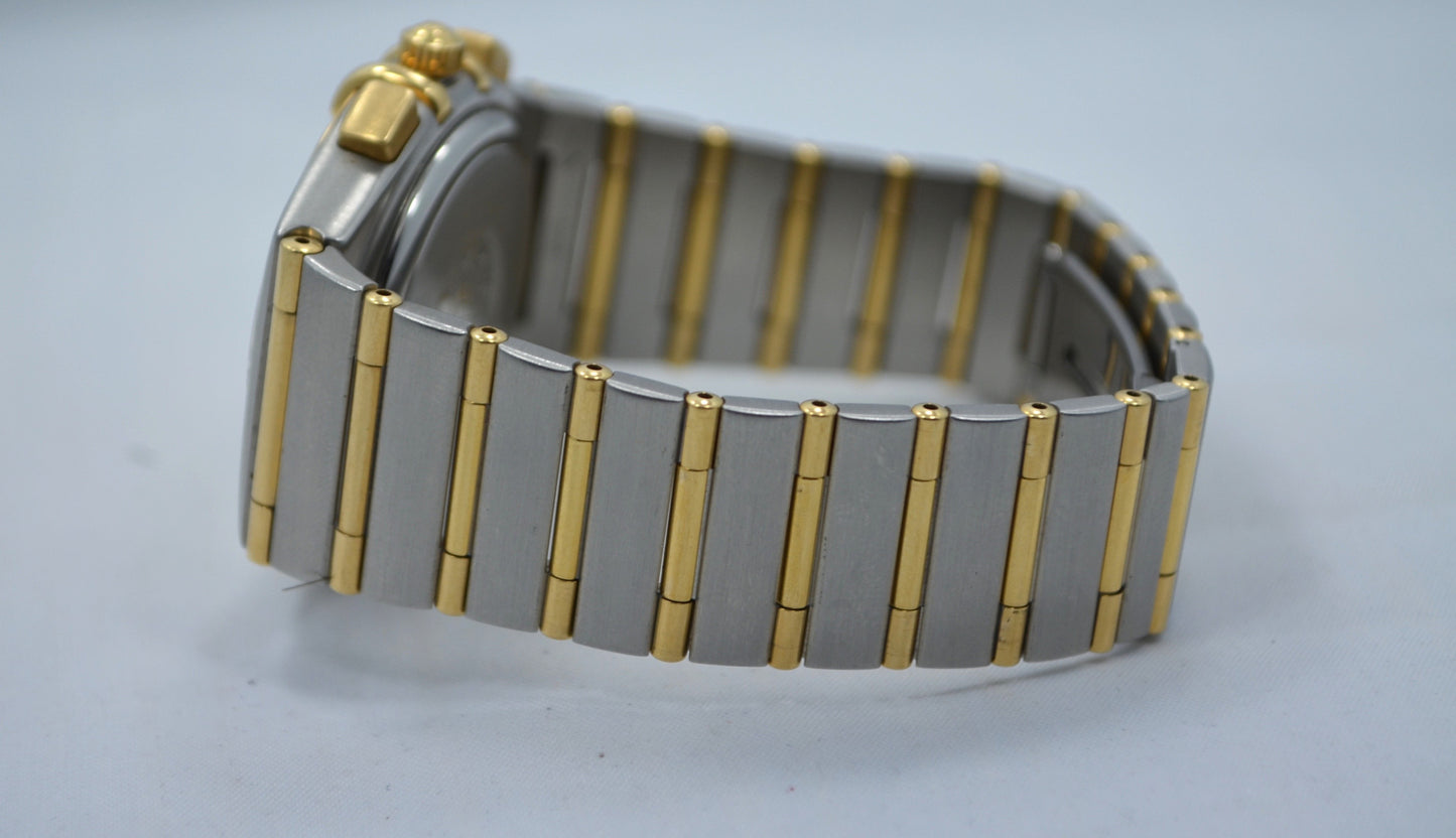Omega Constellation Two Tone Chronograph Steel 18K Gold Full Bar Quartz Watch - Hashtag Watch Company