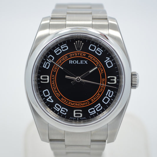 Rolex Oyster Perpetual 116000 Orange 36mm Stainless Steel Automatic Wristwatch - Hashtag Watch Company