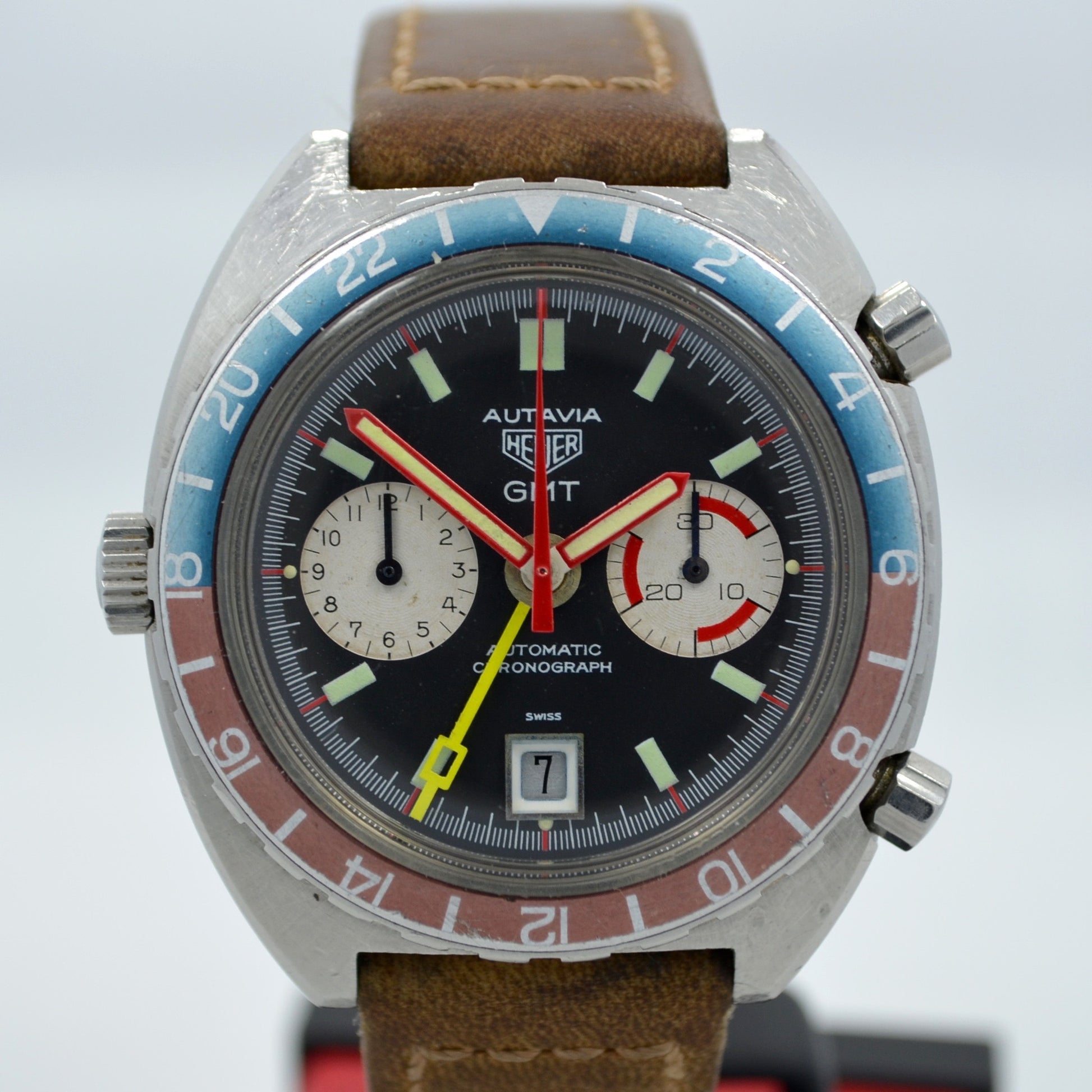 Vintage Heuer Autavia GMT 1163 Cal. 14 Automatic Steel Chronograph Wristwatch - Hashtag Watch Company