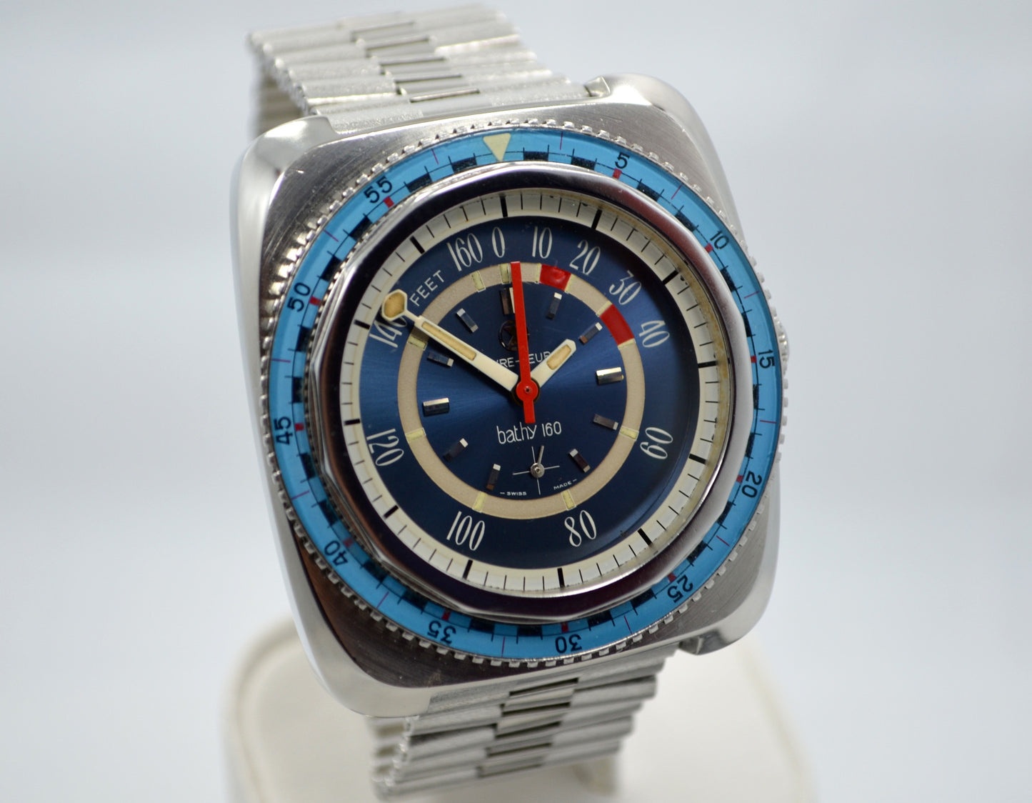 Vintage Favre Leuba Bathy 160 Divers 53253 Blue Steel Wristwatch - Hashtag Watch Company