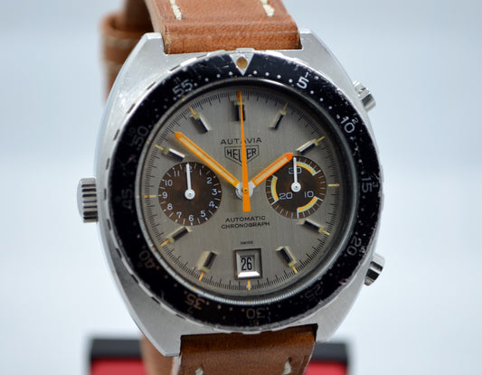 Vintage Heuer Autavia Silver 11630 Chronograph Tropical Cal. 12 Automatic Wristwatch - Hashtag Watch Company